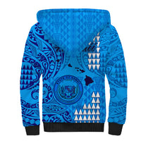 Maui Island Sherpa Hoodie Kakau Tribal Mixed Polynesian Pattern Blue LT9 - Polynesian Pride