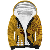 Maui Island Sherpa Hoodie Kakau Tribal Mixed Polynesian Pattern Gold LT9 Unisex Gold - Polynesian Pride