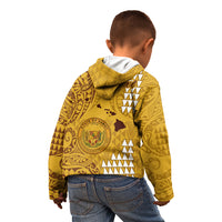 Personalised Maui Island Kid Hoodie Kakau Tribal Mixed Polynesian Pattern Gold LT9 - Polynesian Pride