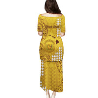 Personalised Maui Island Puletasi Kakau Tribal Mixed Polynesian Pattern Gold LT9 - Polynesian Pride