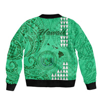 Maui Island Bomber Jacket Kakau Tribal Mixed Polynesian Pattern Green LT9 - Polynesian Pride