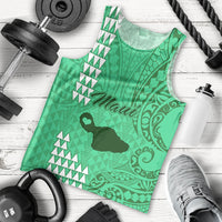 Maui Island Men Tank Top Kakau Tribal Mixed Polynesian Pattern Green LT9 Green - Polynesian Pride