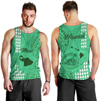 Maui Island Men Tank Top Kakau Tribal Mixed Polynesian Pattern Green LT9 - Polynesian Pride
