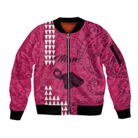Maui Island Sleeve Zip Bomber Jacket Kakau Tribal Mixed Polynesian Pattern Pink LT9 Unisex Pink - Polynesian Pride