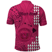 Personalised Maui Island Polo Shirt Kakau Tribal Mixed Polynesian Pattern Pink LT9 - Polynesian Pride