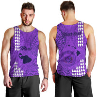 Personalised Maui Island Men Tank Top Kakau Tribal Mixed Polynesian Pattern Purple LT9 - Polynesian Pride