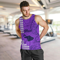 Personalised Maui Island Men Tank Top Kakau Tribal Mixed Polynesian Pattern Purple LT9 - Polynesian Pride