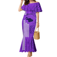Personalised Maui Island Mermaid Dress Kakau Tribal Mixed Polynesian Pattern Purple LT9 Women Purple - Polynesian Pride