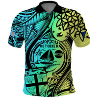 Malampa Fiji Day Polo Shirt Vanuatu Sand Drawing With Polynesian Pattern LT9 Black - Polynesian Pride