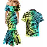 Personalised Malampa Fiji Day Couples Matching Mermaid Dress and Hawaiian Shirt Vanuatu Sand Drawing With Polynesian Pattern LT9 - Polynesian Pride