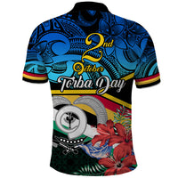 Torba Vanuatu Polo Shirt Sand Drawing With Polynesian Pattern LT9 - Polynesian Pride