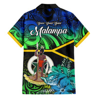 malampa-day-family-matching-short-sleeve-bodycon-dress-and-hawaiian-shirt-vanuatu-flowers-with-malampa-emblem-tribal-pattern