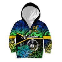 Malampa Day Kid Hoodie Vanuatu Flowers with Malampa Emblem Tribal Pattern LT9 Zip Hoodie Black - Polynesian Pride