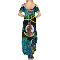 Malampa Day Summer Maxi Dress Vanuatu Flowers with Malampa Emblem Tribal Pattern LT9 - Polynesian Pride
