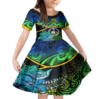 personalised-malampa-day-family-matching-long-sleeve-bodycon-dress-and-hawaiian-shirt-vanuatu-flowers-with-malampa-emblem-tribal-pattern