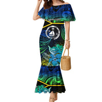 personalised-malampa-day-mermaid-dress-vanuatu-flowers-with-malampa-emblem-tribal-pattern