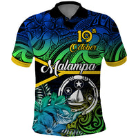 Personalised Malampa Day Polo Shirt Vanuatu Flowers with Malampa Emblem Tribal Pattern LT9 Black - Polynesian Pride