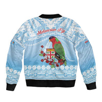 Melanesian Fiji Kula Bird Bomber Jacket with Tagimoucia Masi Tapa Pattern