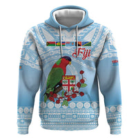 Melanesian Fiji Kula Bird Hoodie with Tagimoucia Masi Tapa Pattern LT9 Pullover Hoodie Blue - Polynesian Pride