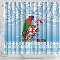 Melanesian Fiji Kula Bird Shower Curtain with Tagimoucia Masi Tapa Pattern LT9 - Polynesian Pride