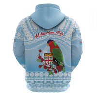 Melanesian Fiji Kula Bird Zip Hoodie with Tagimoucia Masi Tapa Pattern