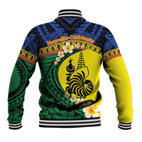 Melanesian New Caledonia Baseball Jacket Plumeria Kagu Bird and Nautilus Shell