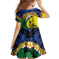 Melanesian New Caledonia Family Matching Off The Shoulder Long Sleeve Dress and Hawaiian Shirt Plumeria Kagu Bird and Nautilus Shell