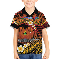 Melanesian Papua New Guinea Family Matching Off Shoulder Short Dress and Hawaiian Shirt Plumeria Bird of Paradise Tribal LT9 Son's Shirt Red - Polynesian Pride