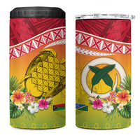 Melanesian Ni-Vanuatu 4 in 1 Can Cooler Tumbler Sea Turtle with Sand Drawing Pattern