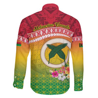 Melanesian Ni-Vanuatu Family Matching Long Sleeve Bodycon Dress and Hawaiian Shirt Sea Turtle with Sand Drawing Pattern