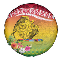 Melanesian Ni-Vanuatu Spare Tire Cover Sea Turtle with Sand Drawing Pattern