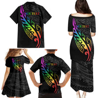 Personalised New Zealand Wellington Pride Family Matching Puletasi and Hawaiian Shirt Maori Fern with Pride Flag 2024 LT9 - Polynesian Pride