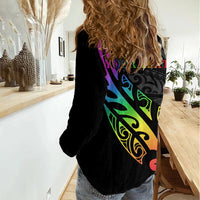 Personalised New Zealand Wellington Pride Women Casual Shirt Maori Fern with Pride Flag 2024 LT9 - Polynesian Pride