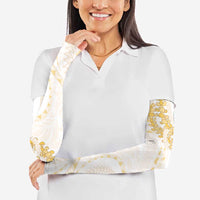 Aloha Lei Onaona Arm Sleeves Beige Hawaiian Tribal Pattern - Polynesian Pride