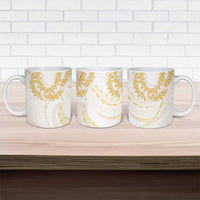 Aloha Lei Onaona Ceramic Mug Beige Hawaiian Tribal Pattern - Polynesian Pride