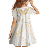 Aloha Lei Onaona Family Matching Off Shoulder Short Dress and Hawaiian Shirt Beige Hawaiian Tribal Pattern LT9 - Polynesian Pride