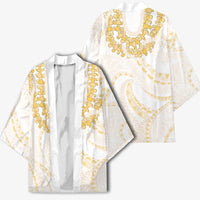 Aloha Lei Onaona Kimono Beige Hawaiian Tribal Pattern - Polynesian Pride