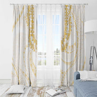 Aloha Lei Onaona Window Curtain Beige Hawaiian Tribal Pattern