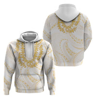 Aloha Lei Onaona Zip Hoodie Beige Hawaiian Tribal Pattern