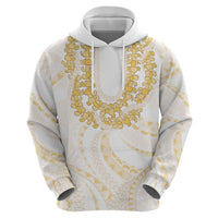 Aloha Lei Onaona Zip Hoodie Beige Hawaiian Tribal Pattern