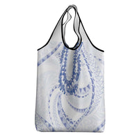 Aloha Lei Onaona Grocery Bag Navy Blue Hawaiian Tribal Pattern