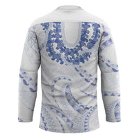 Aloha Lei Onaona Hockey Jersey Navy Blue Hawaiian Tribal Pattern - Polynesian Pride