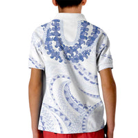 Aloha Lei Onaona Kid Polo Shirt Navy Blue Hawaiian Tribal Pattern