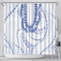 Aloha Lei Onaona Shower Curtain Navy Blue Hawaiian Tribal Pattern