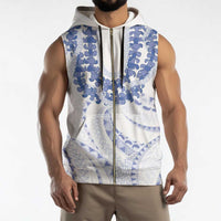 Aloha Lei Onaona Sleeveless Zip Hoodie Navy Blue Hawaiian Tribal Pattern - Polynesian Pride