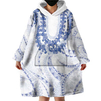 Aloha Lei Onaona Wearable Blanket Hoodie Navy Blue Hawaiian Tribal Pattern