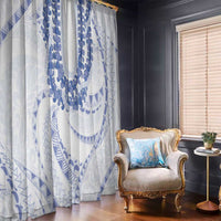 Aloha Lei Onaona Window Curtain Navy Blue Hawaiian Tribal Pattern