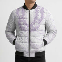 Aloha Lei Onaona Bomber Puffer Jacket Purple Hawaiian Tribal Pattern - Polynesian Pride