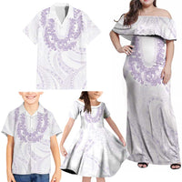 Aloha Lei Onaona Family Matching Off Shoulder Maxi Dress and Hawaiian Shirt Purple Hawaiian Tribal Pattern