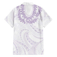 Aloha Lei Onaona Family Matching Short Sleeve Bodycon Dress and Hawaiian Shirt Purple Hawaiian Tribal Pattern